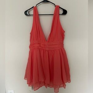 Abercrombie and Fitch deep V dress coral color